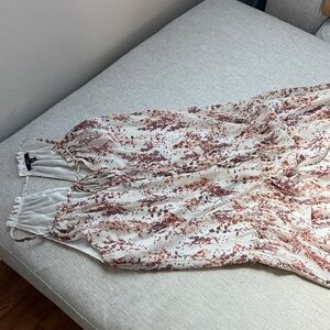 DREW White and Brown Floral Maxi Dress